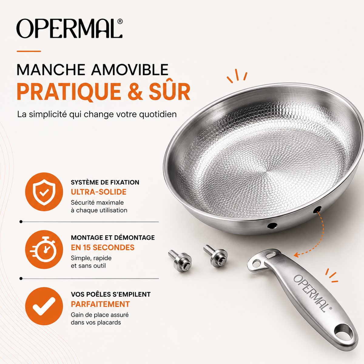 Poêle artisanale en 100% titane pur sans toxines - OPERMAL®