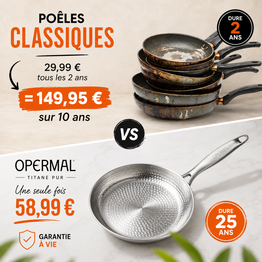 Poêle artisanale en 100% titane pur sans toxines - OPERMAL®
